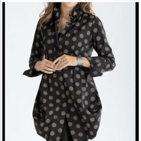 Comfy USA bubble tunic shirt dress polka dot XS